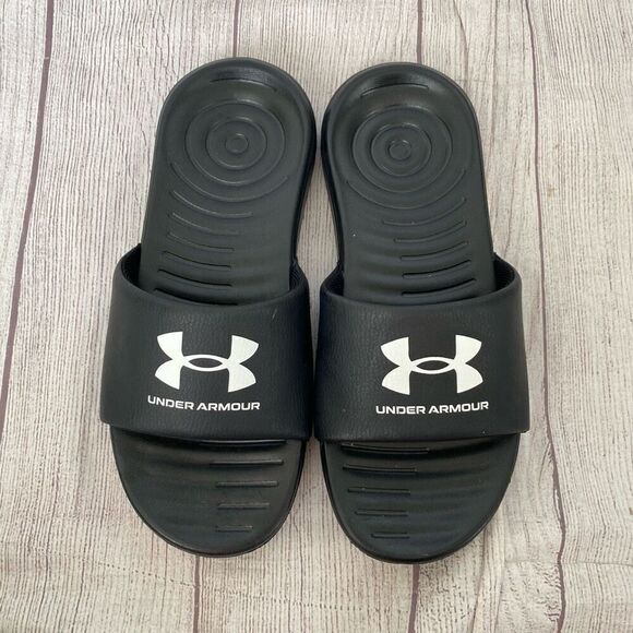 Under Armour men 8 black slides w/ribbed comfort insole - Picture 1 of 5